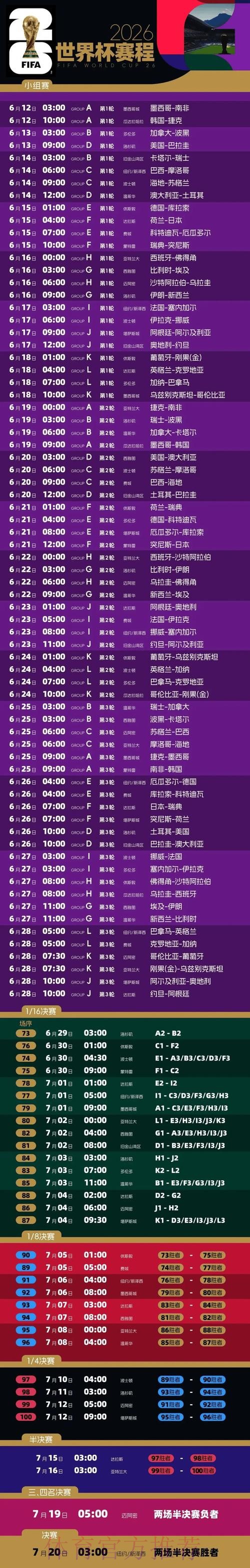 2026世界杯每日赛程今日实时赛程实时查看 2026世界杯每日赛程今日实时赛程实时查看